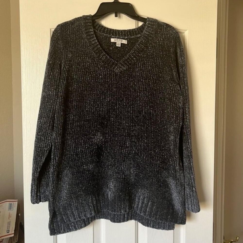 Orvis EUC dark blue and white super soft sweater size L